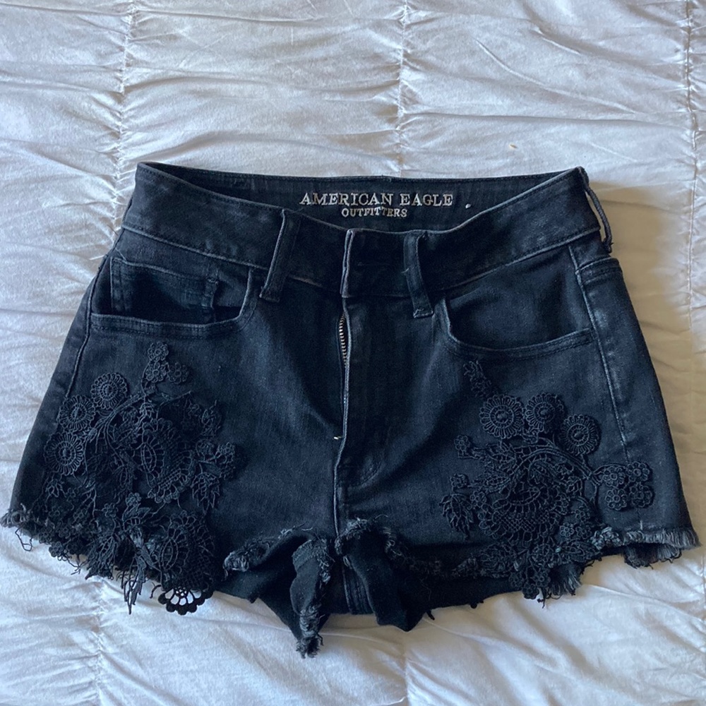 Black American Eagle Denim Shorts